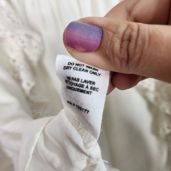 ULLA JOHNSON Blouse Womens 4 White Lily Lace Ruffle Boho Long Sleeve Cotton Top - Picture 16 of 16